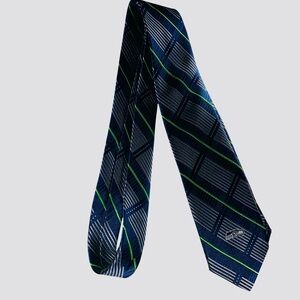 Seattle Seahawks Men's Plaid Striped Necktie Blue Green Gray Football Fan Gift